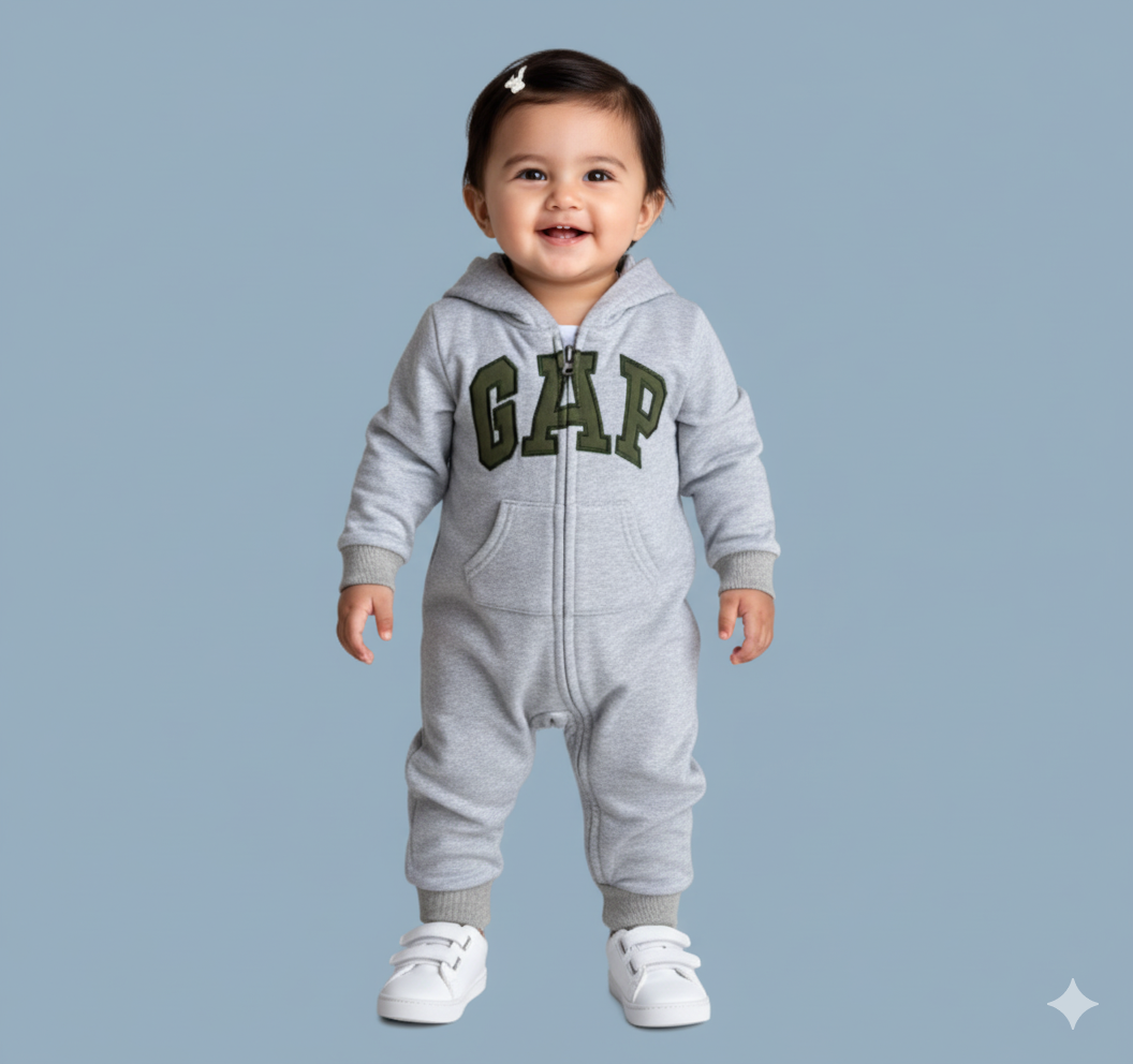 GAP Original Baby Jumpsuit – unisex,Gray Bear Hoodie with Green Logo | Mommy Minors.